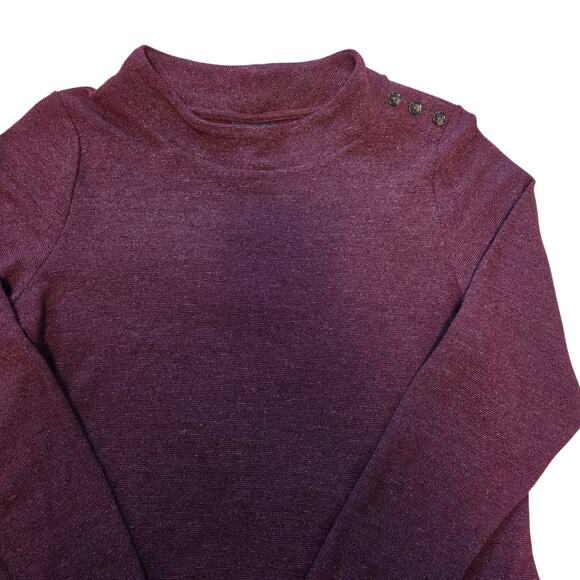 J. Jill Mock Neck Pullover Sweater Buttons on Shoulder sz medium, stretch - Picture 1 of 10